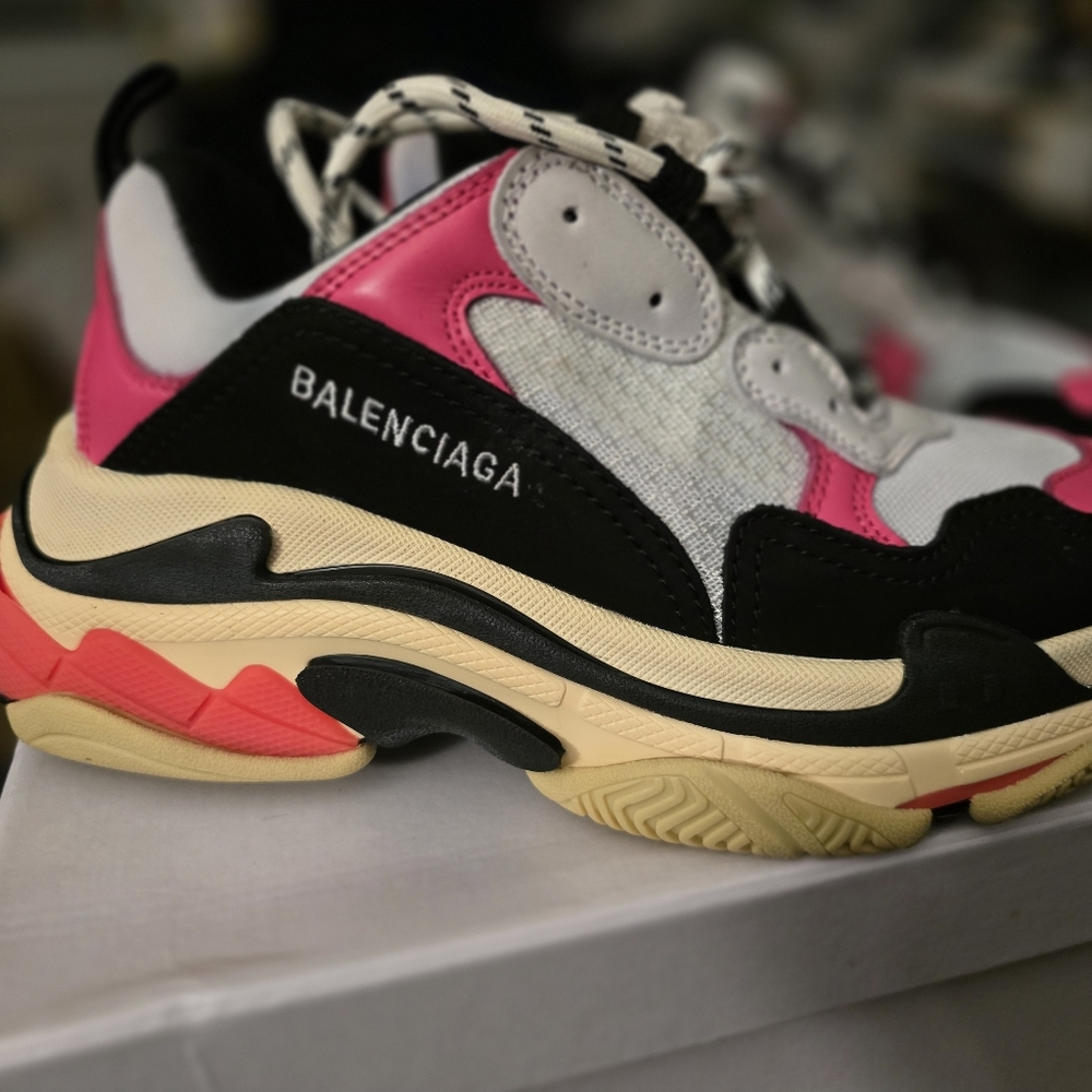 Balenciaga Triple S Pink and Black Sneakers Size 9